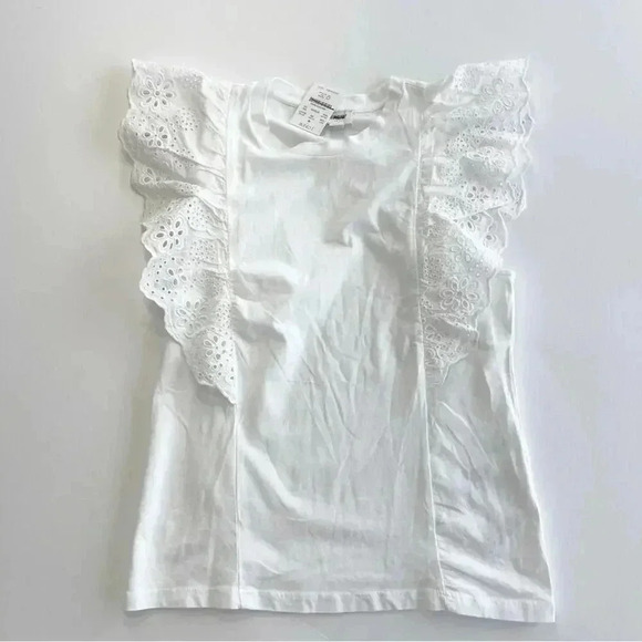 J Crew Factory White Ruffle Sleeve Eyelet Cotton Top XS NWT - Picture 4 of 8